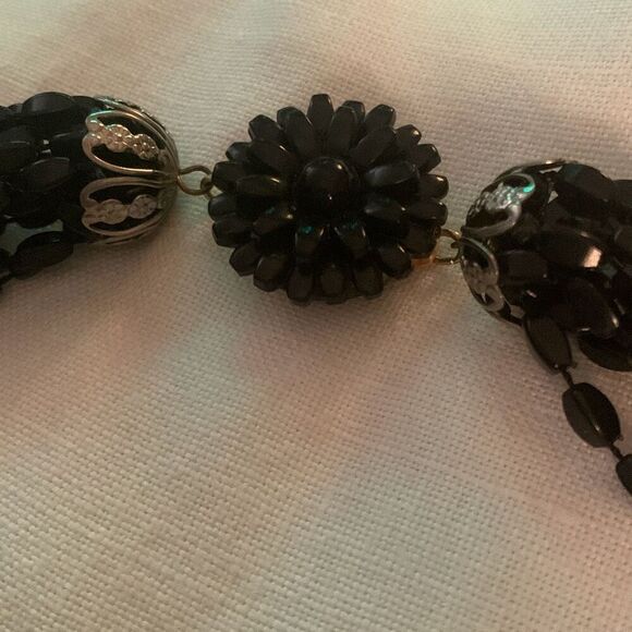 Vintage MCM Whimsigoth Black Beaded Multi Strand Necklace 25” - Picture 7 of 16
